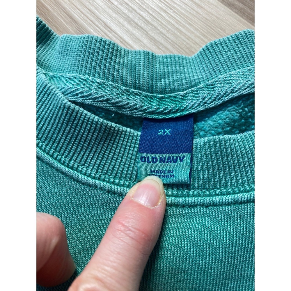 Old Navy Crop Crew-AQ Long Sleeve Herbal Green Jersey Sweatshirt Top 2X Plus - Picture 5 of 6